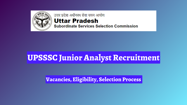 upsssc junior medicine analyst recruitment 2024